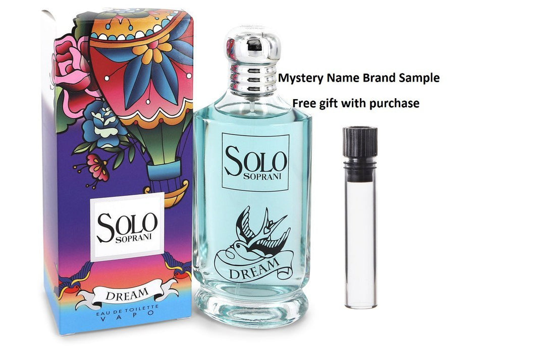 Solo Dream by Luciano Soprani Eau De Toilette Spray 3.4 oz And a Mystery Name brand sample vile