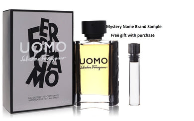 Salvatore Ferragamo Uomo by Salvatore Ferragamo Eau De Toilette Spray 3.4 oz And a Mystery Name brand sample vile