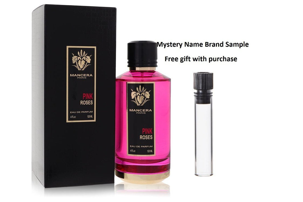 Mancera Pink Roses by Mancera Eau De Parfum Spray 4 oz And a Mystery Name brand sample vile