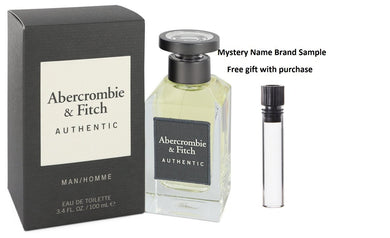 Abercrombie & Fitch Authentic by Abercrombie & Fitch Eau De Toilette Spray 3.4 oz And a Mystery Name brand sample vile
