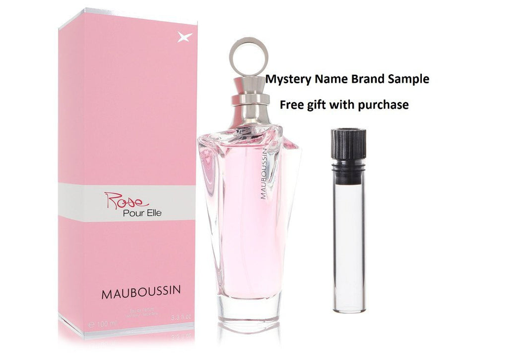 Mauboussin Rose Pour Elle by Mauboussin Eau De Parfum Spray 3.4 oz And a Mystery Name brand sample vile