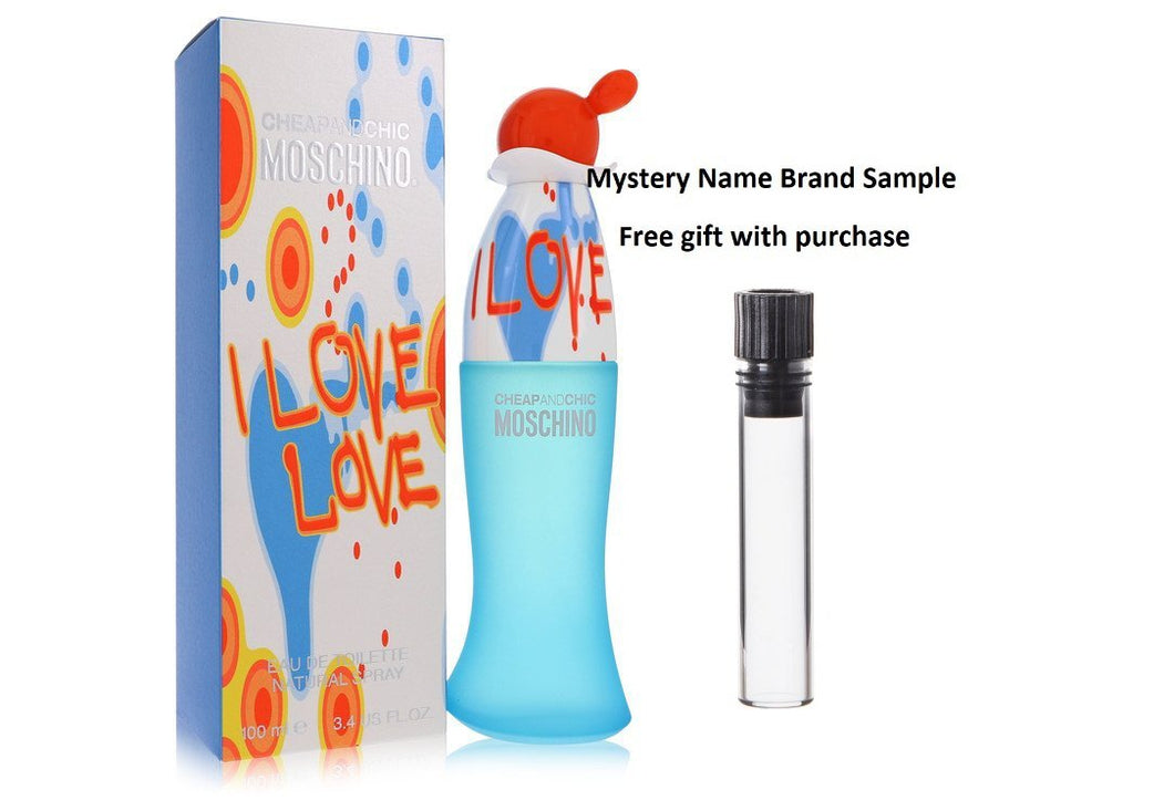 I Love Love by Moschino Eau De Toilette Spray 3.4 oz And a Mystery Name brand sample vile