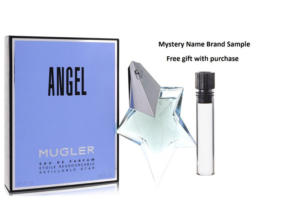 ANGEL by Thierry Mugler Eau De Parfum Spray Refillable .8 oz And a Mystery Name brand sample vile