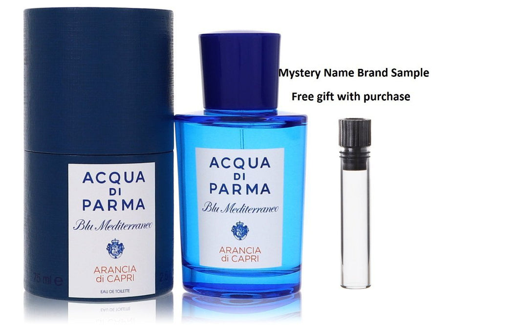 Blu Mediterraneo Arancia Di Capri by Acqua Di Parma Eau De Toilette Spray 2.5 oz And a Mystery Name brand sample vile