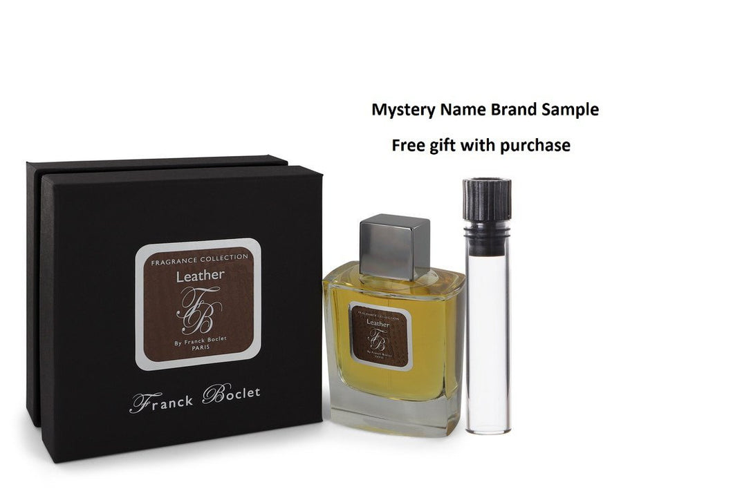 Franck Boclet Leather by Franck Boclet Eau De Parfum Spray 3.4 oz And a Mystery Name brand sample vile