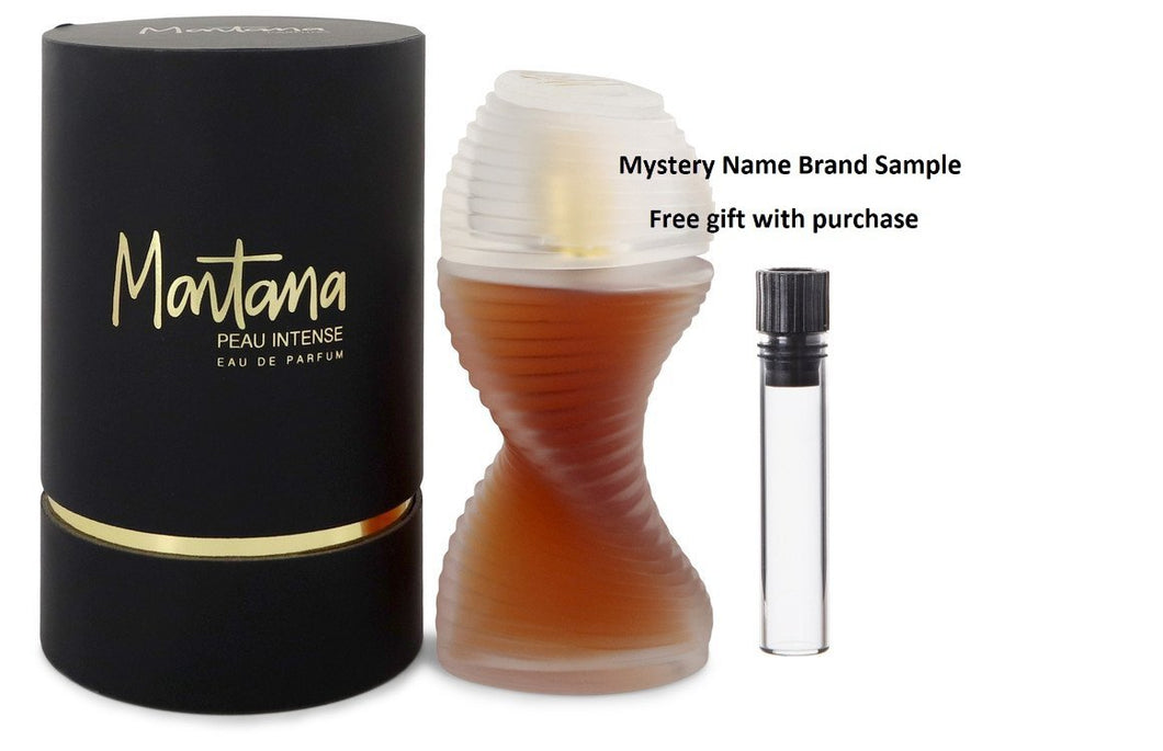 Montana Peau Intense by Montana Eau De Parfum Spray 3.4 oz And a Mystery Name brand sample vile