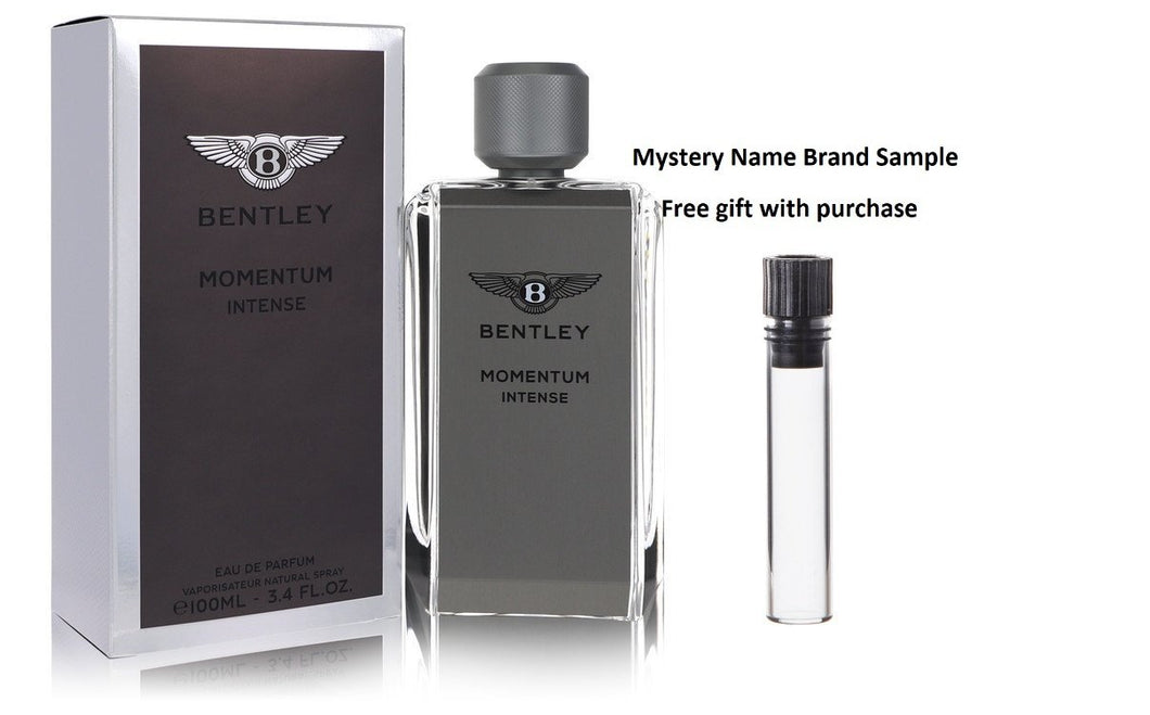 Bentley Momentum Intense by Bentley Eau De Parfum Spray 3.4 oz And a Mystery Name brand sample vile