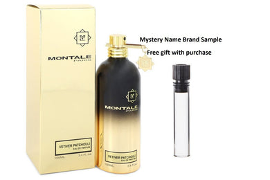 Montale Vetiver Patchouli by Montale Eau De Parfum Spray (Unisex) 3.4 oz And a Mystery Name brand sample vile