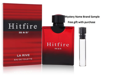 Hitfire Man by La Rive Eau De Toilette Spray 3 oz And a Mystery Name brand sample vile