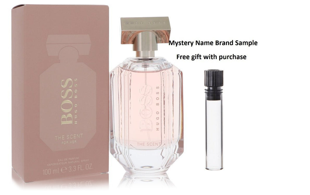 Boss The Scent by Hugo Boss Eau De Parfum Spray 3.3 oz And a Mystery Name brand sample vile