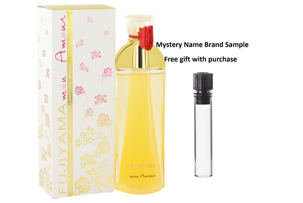 Fujiyama Mon Amour by Succes De Paris Eau De Parfum Spray 3.4 oz And a Mystery Name brand sample vile