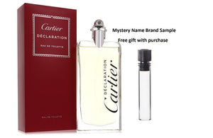DECLARATION by Cartier Eau De Toilette spray 5 oz And a Mystery Name brand sample vile