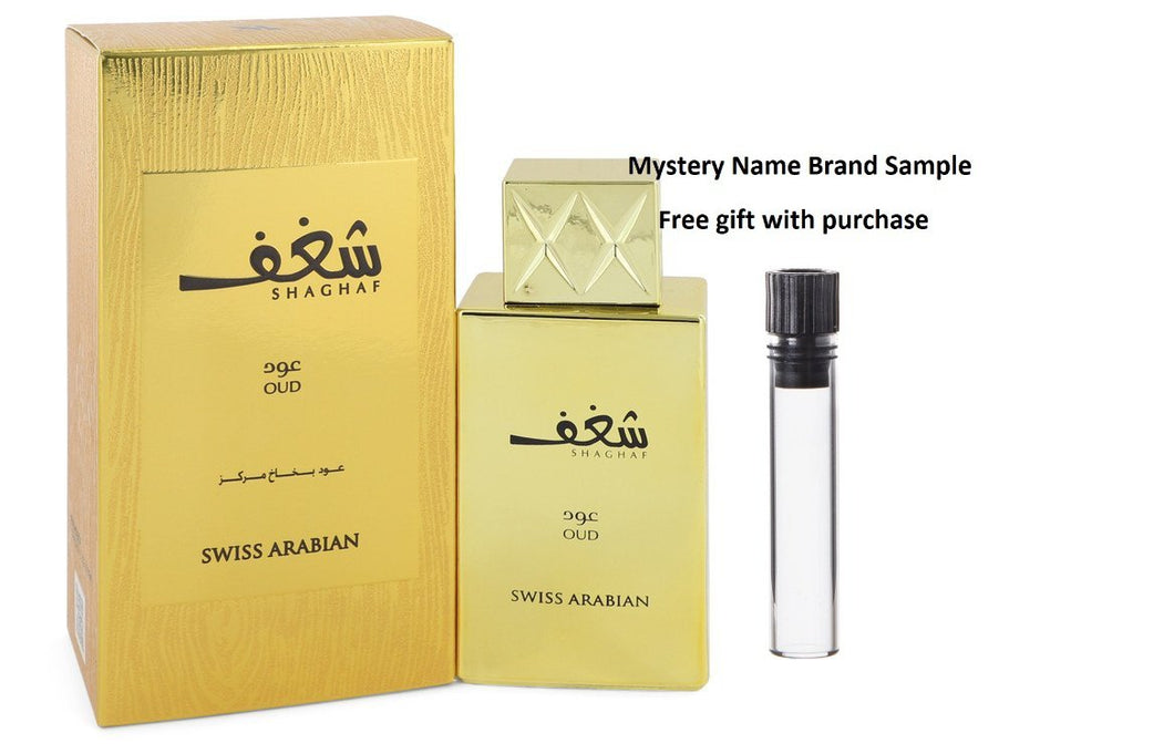 Shaghaf Oud by Swiss Arabian Eau De Parfum Spray 2.5 oz And a Mystery Name brand sample vile