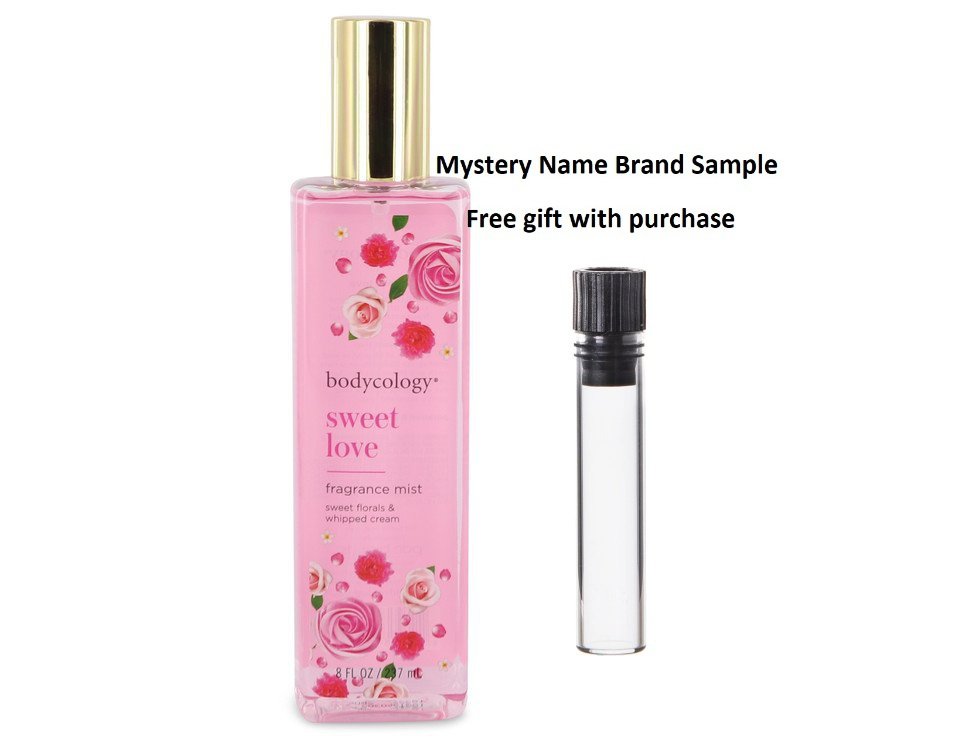 Bodycology Sweet Love by Bodycology Fragrance Mist Spray 8 oz And a Mystery Name brand sample vile