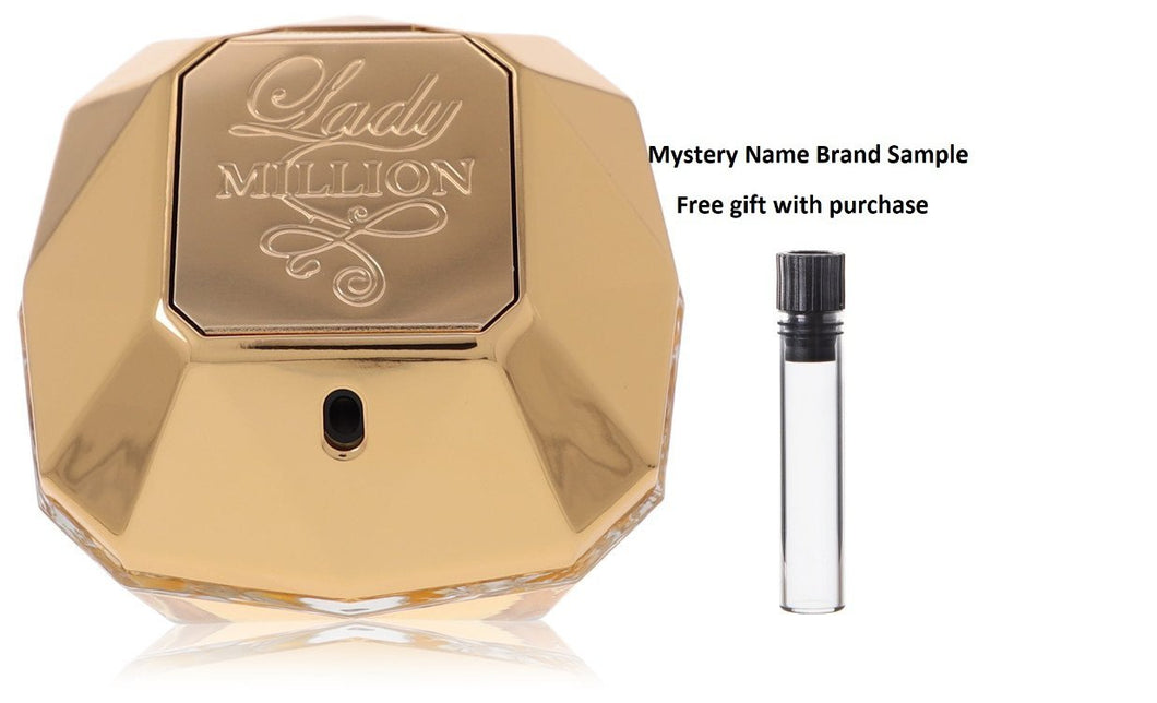 Lady Million by Paco Rabanne Eau De Parfum Spray (Tester) 2.7 oz And a Mystery Name brand sample vile