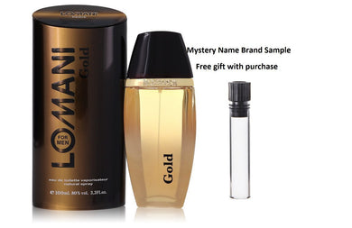 Lomani Gold by Lomani Eau De Toilette Spray 3.3 oz And a Mystery Name brand sample vile