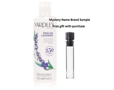 English Lavender by Yardley London Body Lotion 8.4 oz And a Mystery Name brand sample vile