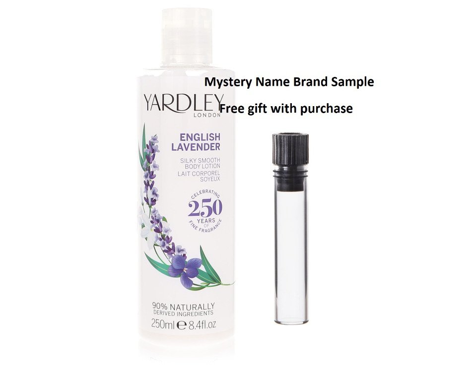 English Lavender by Yardley London Body Lotion 8.4 oz And a Mystery Name brand sample vile