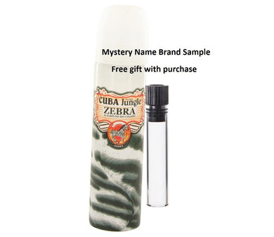 CUBA JUNGLE ZEBRA by Fragluxe Eau De Parfum Spray (unboxed) 3.4 oz And a Mystery Name brand sample vile