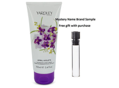 April Violets by Yardley London Hand Cream 3.4 oz  And a Mystery Name brand sample vile
