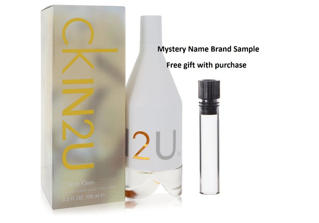 CK In 2U by Calvin Klein Eau De Toilette Spray 3.4 oz And a Mystery Name brand sample vile