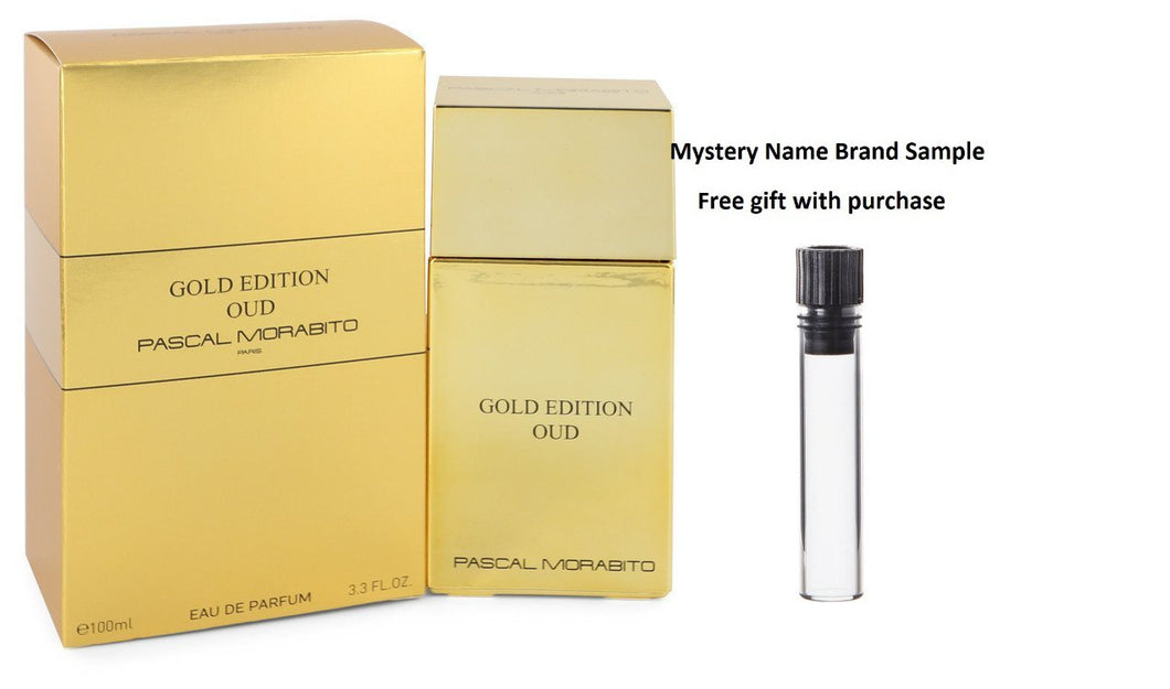 Gold Edition Oud by Pascal Morabito Eau De Parfum Spray 3.3 oz And a Mystery Name brand sample vile
