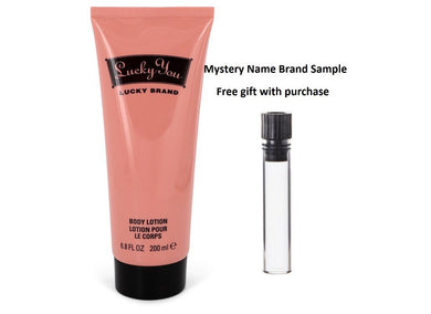 LUCKY YOU by Liz Claiborne Body Lotion (Tube) 6.7 oz And a Mystery Name brand sample vile
