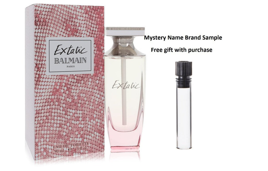 Extatic Balmain by Pierre Balmain Eau De Toilette Spray 3 oz And a Mystery Name brand sample vile