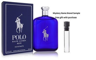 Polo Blue by Ralph Lauren Eau De Toilette Spray 6.7 oz And a Mystery Name brand sample vile