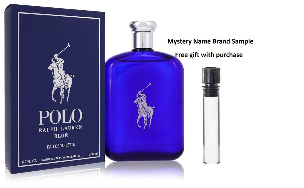 Polo Blue by Ralph Lauren Eau De Toilette Spray 6.7 oz And a Mystery Name brand sample vile