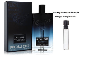 Police Deep Blue by Police Colognes Eau De Toilette Spray 3.4 oz And a Mystery Name brand sample vile