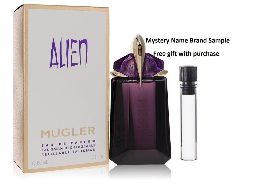 Alien by Thierry Mugler Eau De Parfum Refillable Spray 2 oz And a Mystery Name brand sample vile