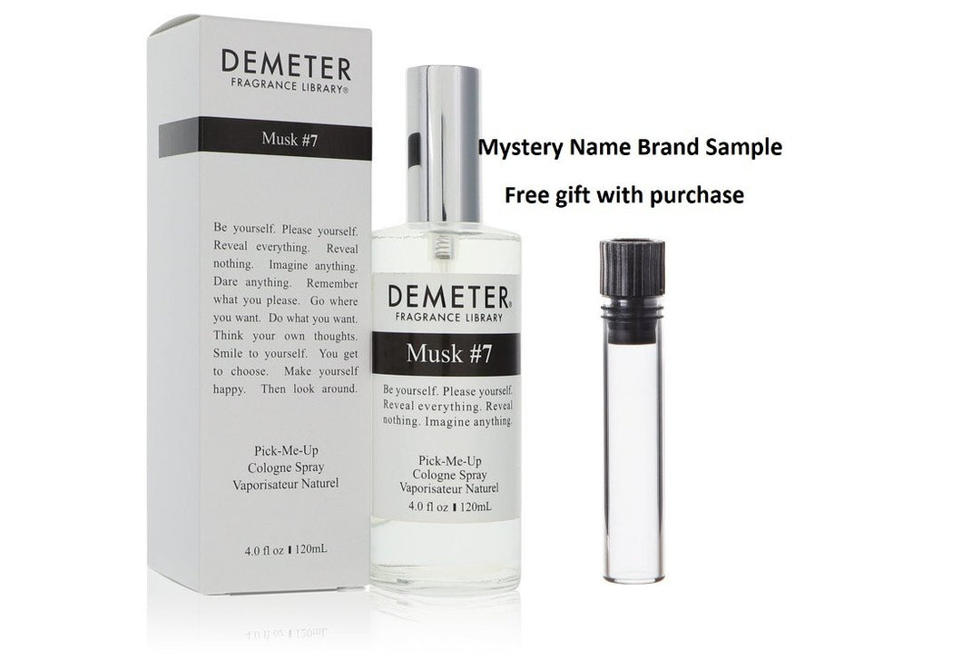 Demeter Musk #7 by Demeter Cologne Spray (Unisex) 4 oz And a Mystery Name brand sample vile