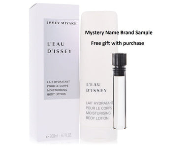L'EAU D'ISSEY (issey Miyake) by Issey Miyake Body Lotion 6.7 oz And a Mystery Name brand sample vile