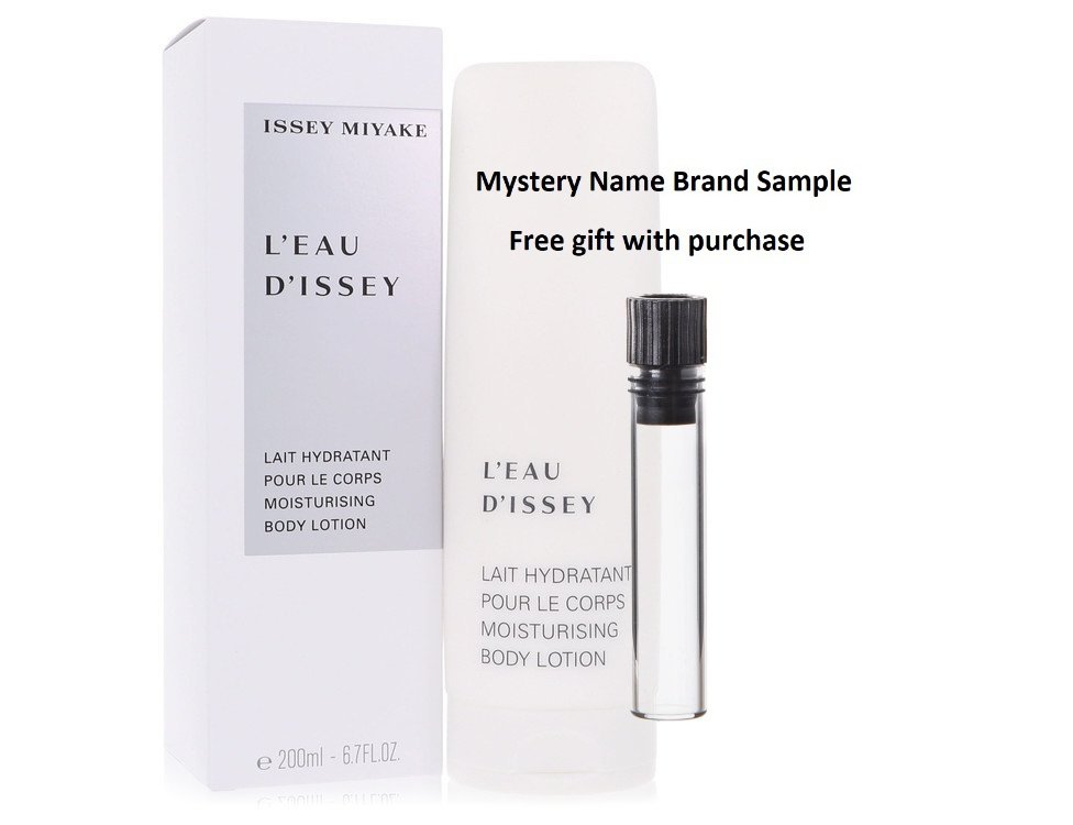 L'EAU D'ISSEY (issey Miyake) by Issey Miyake Body Lotion 6.7 oz And a Mystery Name brand sample vile