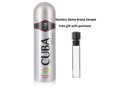 CUBA Black by Fragluxe Body Spray 6.6 oz And a Mystery Name brand sample vile