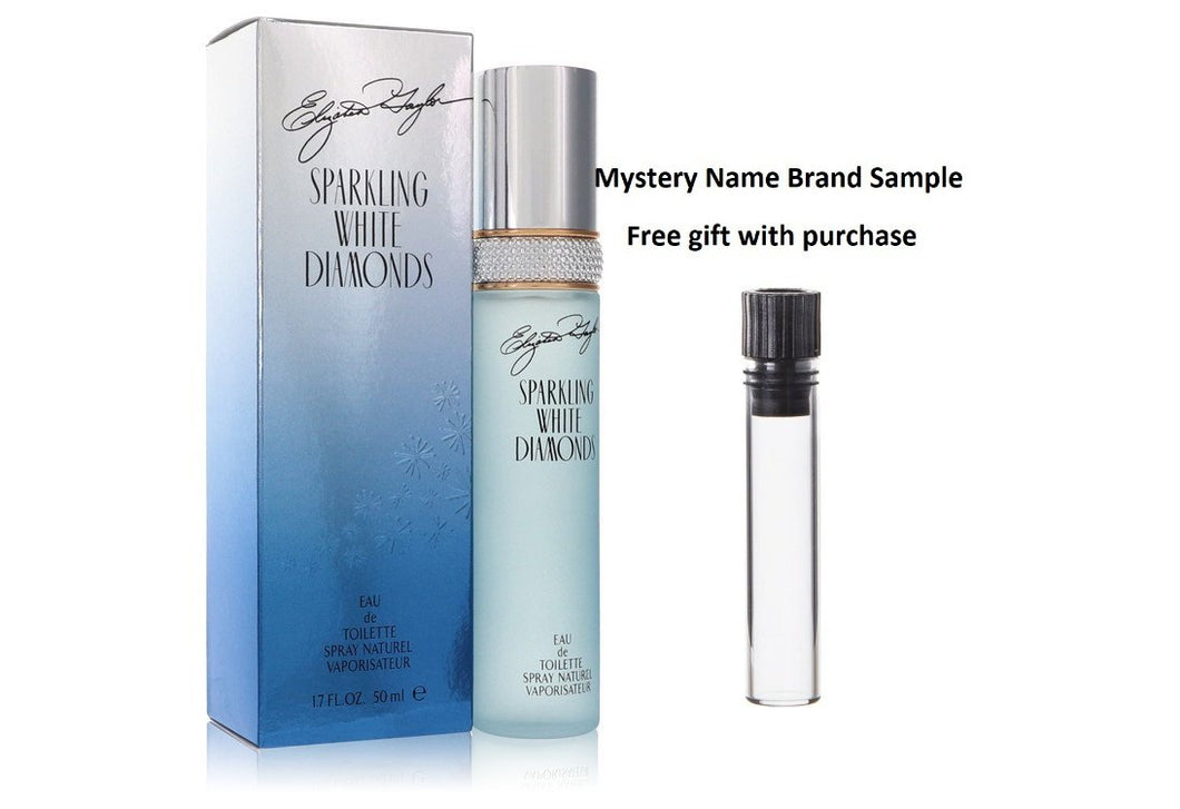 Sparkling White Diamonds by Elizabeth Taylor Eau De Toilette Spray 1.7 oz And a Mystery Name brand sample vile