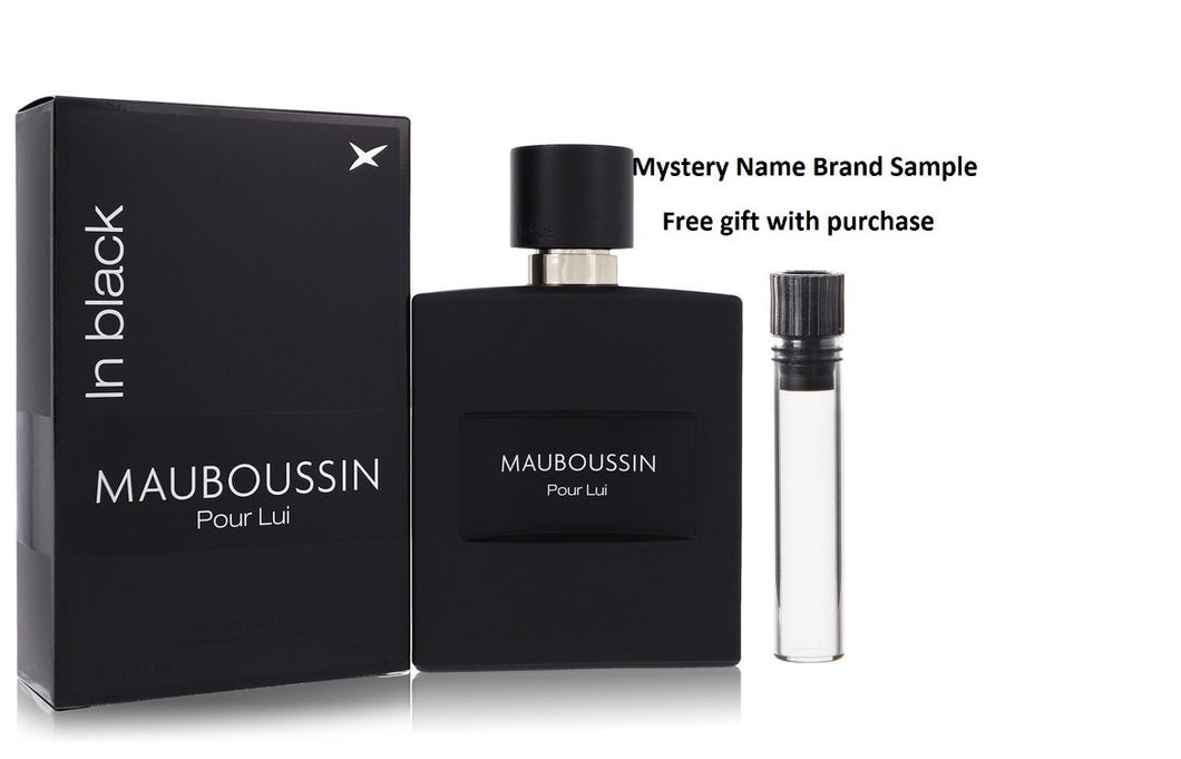 Mauboussin Pour Lui In Black by Mauboussin Eau De Parfum Spray 3.4 oz And a Mystery Name brand sample vile