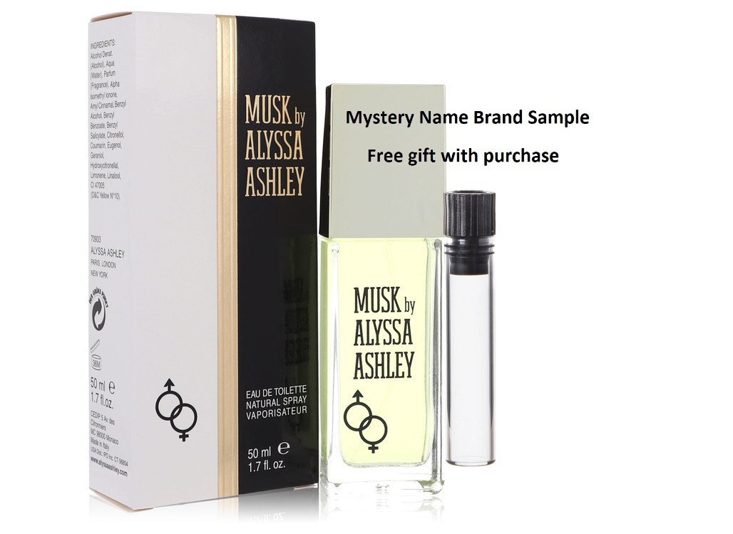 Alyssa Ashley Musk by Houbigant Eau De Toilette Spray 1.7 oz And a Mystery Name brand sample vile