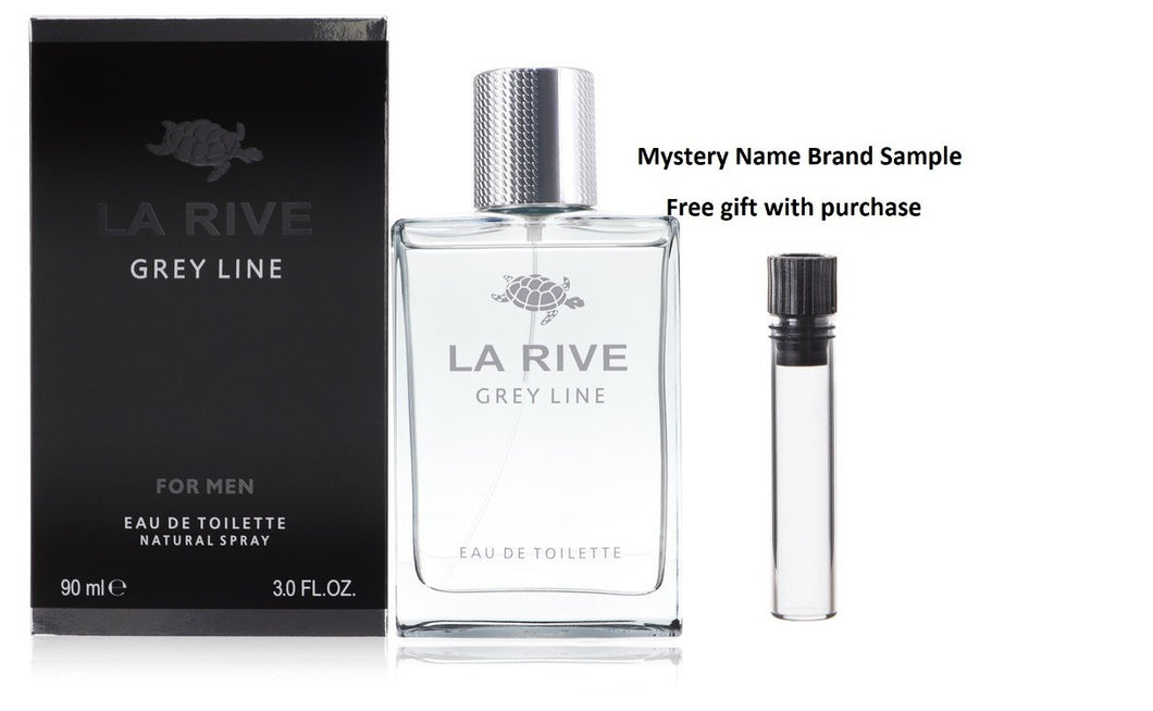 La Rive Grey Line by La Rive Eau De Toilette Spray 3 oz And a Mystery Name brand sample vile