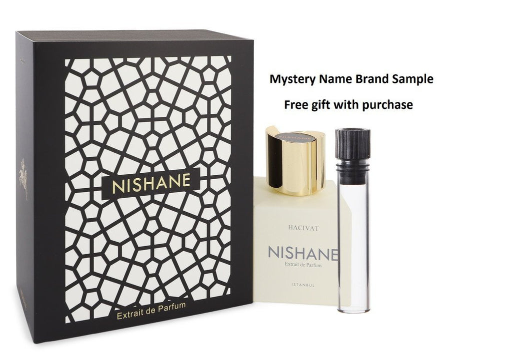 Hacivat by Nishane Extrait De Parfum Spray (Unisex) 3.4 oz And a Mystery Name brand sample vile