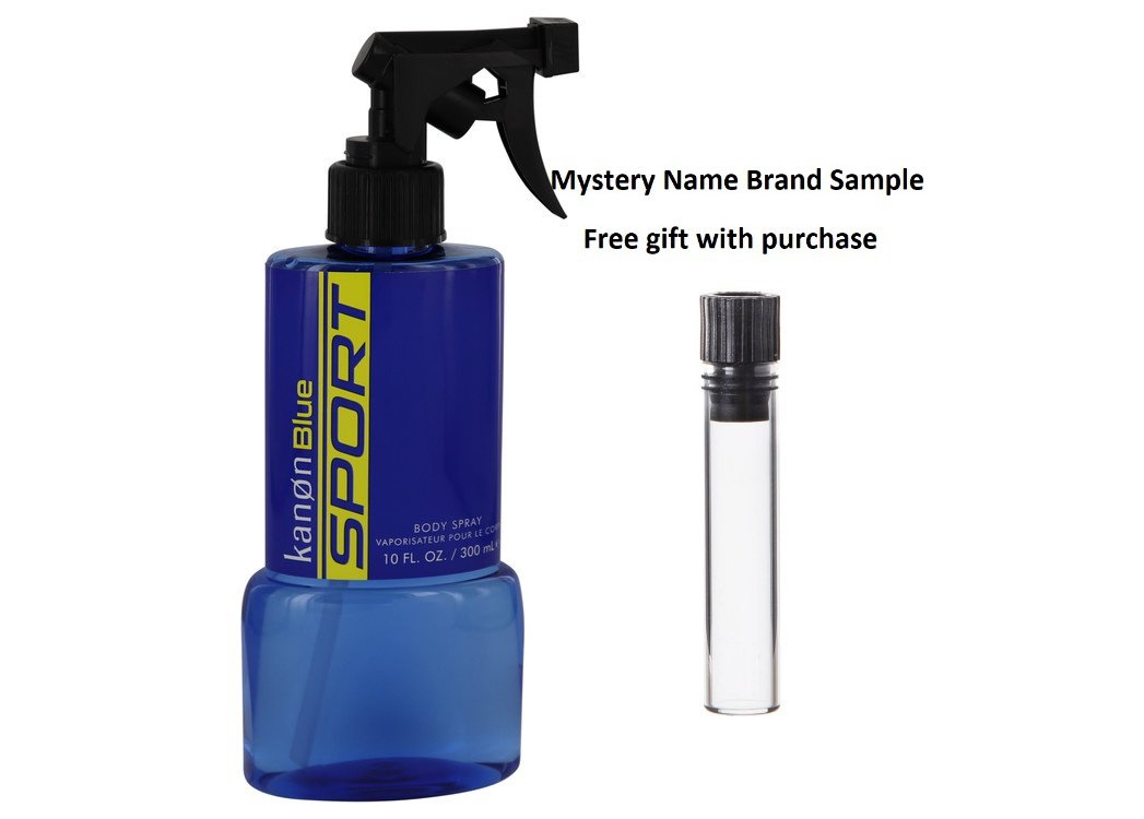 Kanon Blue Sport by Kanon Body Spray 10 oz And a Mystery Name brand sample vile