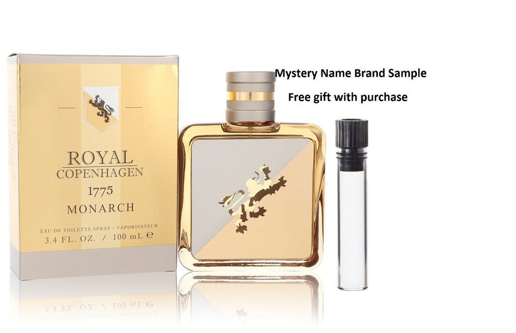 Royal Copenhagen 1775 Monarch by Royal Copenhagen Eau De Toilette Spray 3.4 oz And a Mystery Name brand sample vile