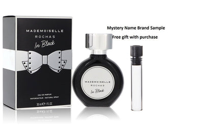 Mademoiselle Rochas In Black by Rochas Eau De Parfum Spray 1 oz And a Mystery Name brand sample vile