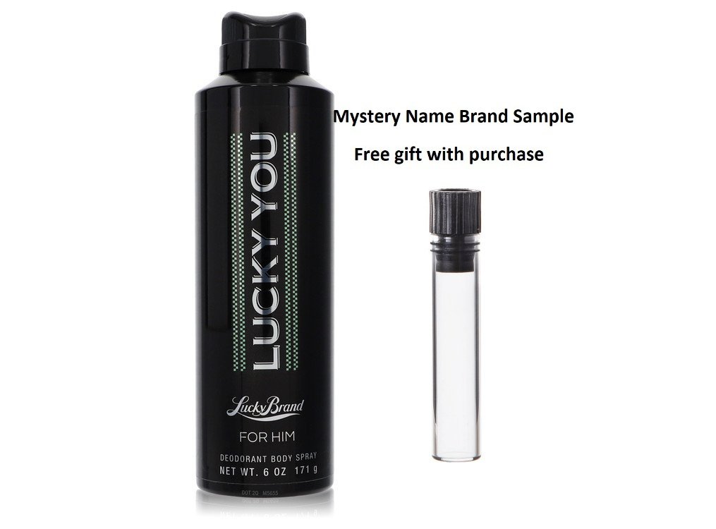 LUCKY YOU by Liz Claiborne Deodorant Spray 6 oz And a Mystery Name brand sample vile