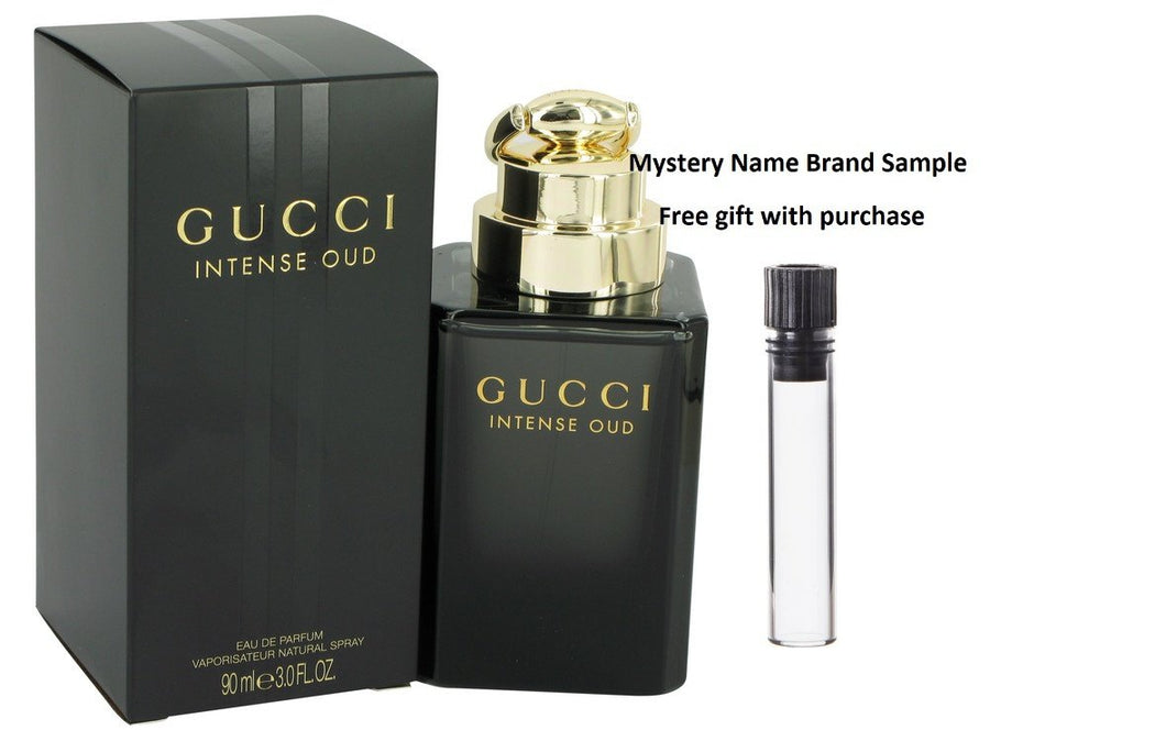 Gucci Intense Oud by Gucci Eau De Parfum Spray (Unisex) 3 oz And a Mystery Name brand sample vile