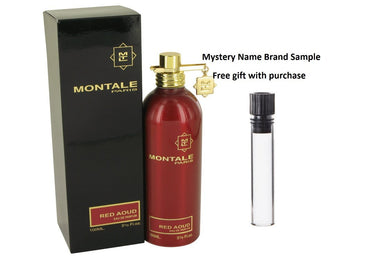 Montale Red Aoud by Montale Eau De Parfum Spray 3.4 oz And a Mystery Name brand sample vile