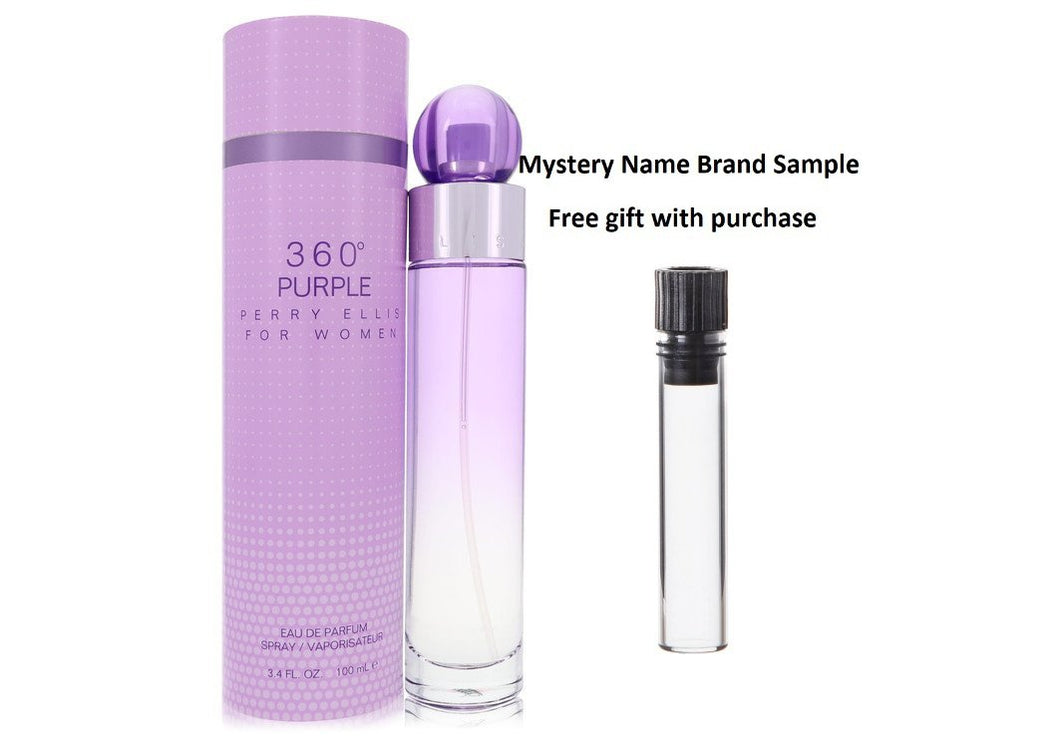Perry Ellis 360 Purple by Perry Ellis Eau De Parfum Spray 3.4 oz And a Mystery Name brand sample vile