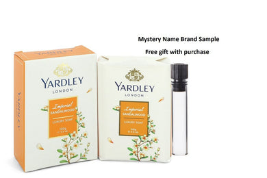 Yardley London Soaps by Yardley London Imperial Sandalwood Luxury Soap 3.5 oz And a Mystery Name brand sample vile