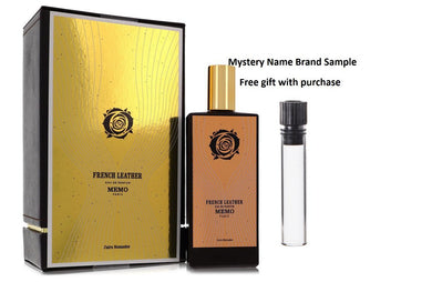 French Leather by Memo Eau De Parfum Spray (Unisex) 2.5 oz And a Mystery Name brand sample vile